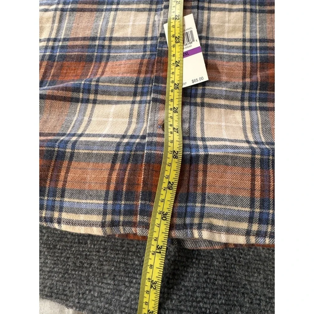 IZOD Flannel Shirt Men 2XL Big Tall Plaid NWT Faded Gingerbread Casual Fall Wint